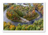 Aerial view of Little Town Campground and the surrounding area